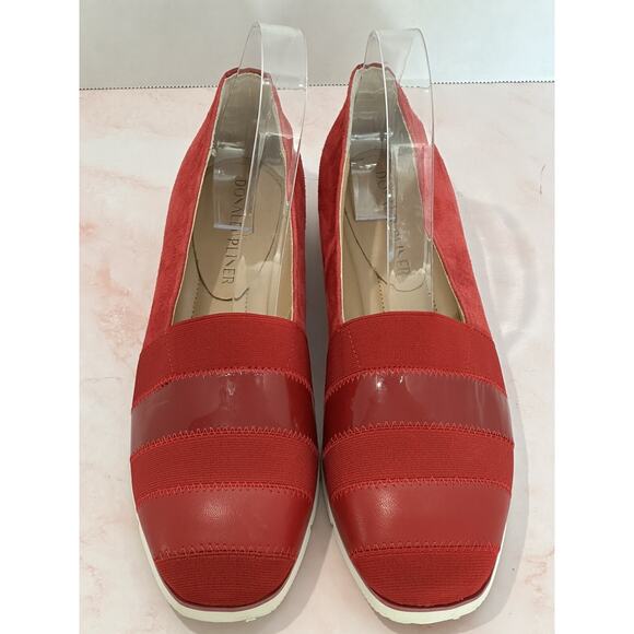 Donald Pliner Red Suede Leather Patent Slip on Shoes Size 8.5M - Picture 1 of 16